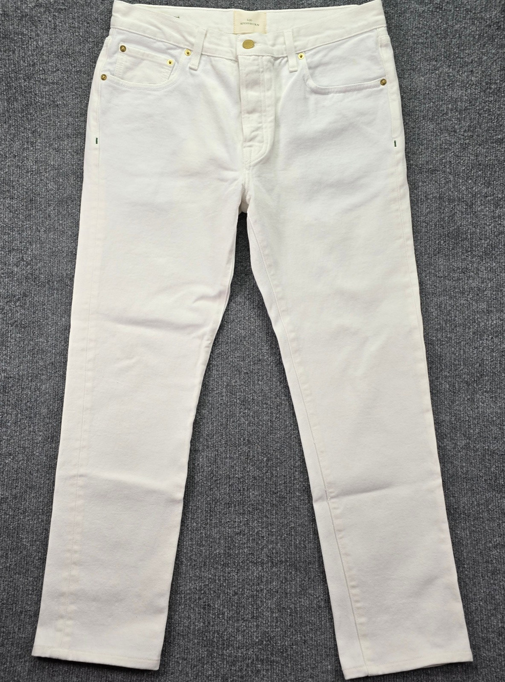 Sid Mashburn Jeans Mens 32x32 (32x28) White Straight Button Fly Made USA Denim